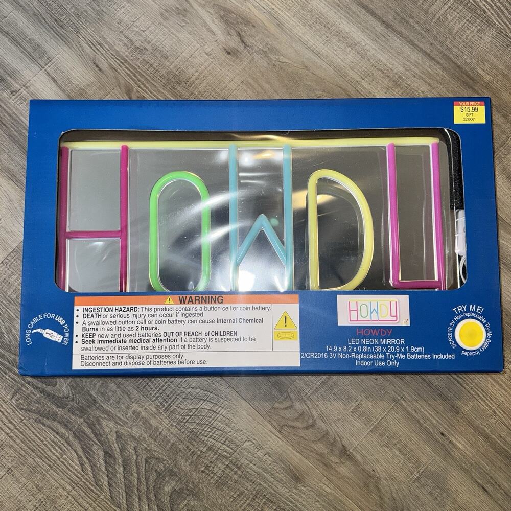 Led Neon Howdy Sign Mirror - Picture 2 of 3